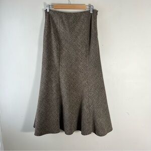 Planet By Lauren G Brown Women's Midi Tulip Hem Skirt Size 12 Career Neutral